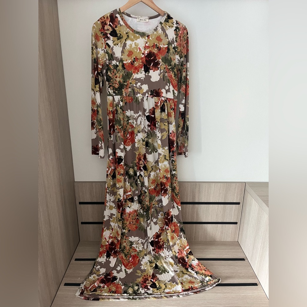 Beeson River Floral Long Sleeve Maxi Dress with Pockets